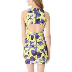 MILLY Dress Cutout Backless Neon Floral Lemon Tea
